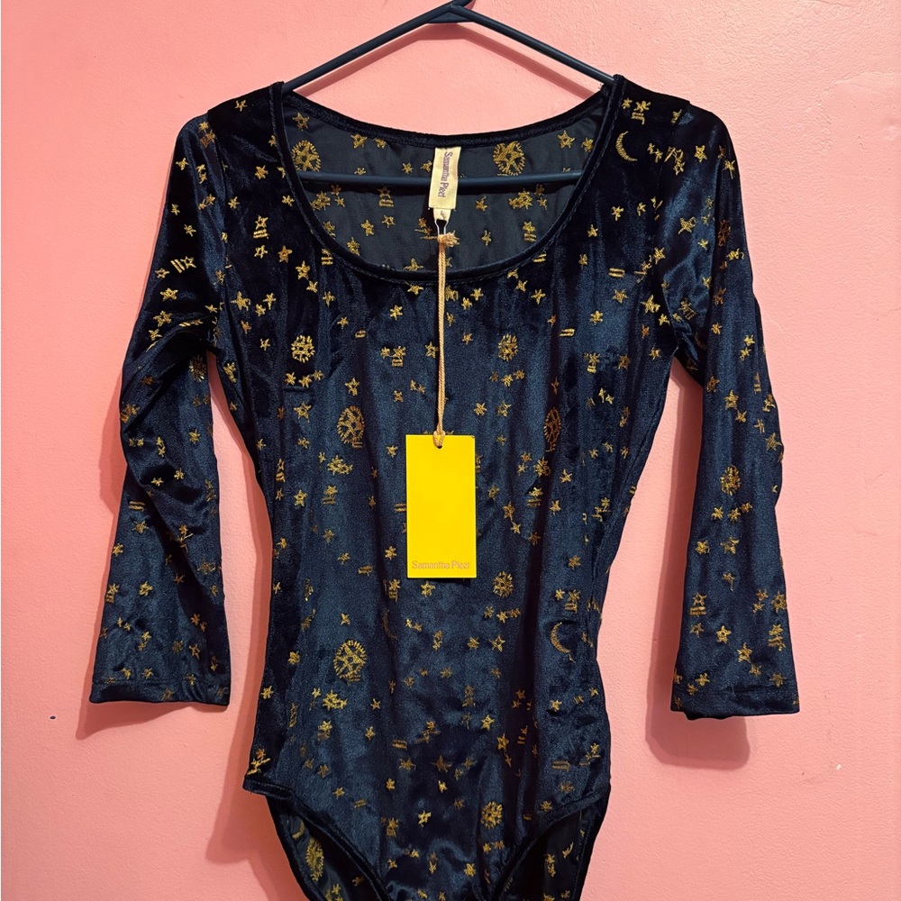 Velvet Blue and Gold Bodysuit